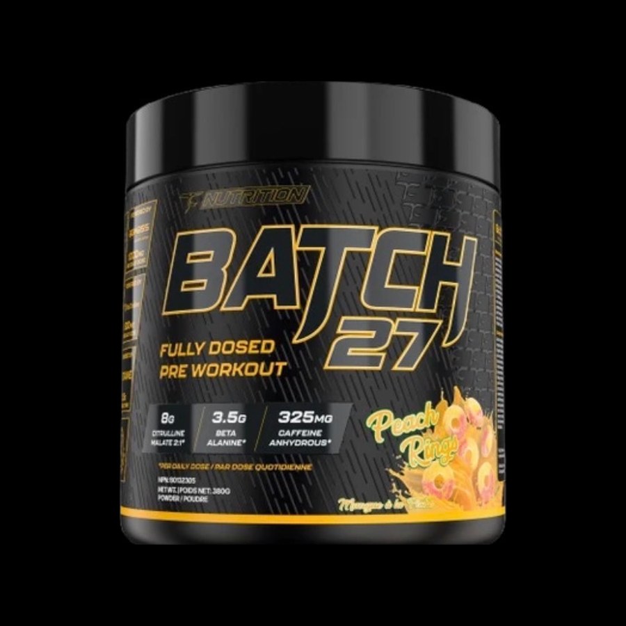 TC Nutrition Batch 27 fully dosed pre workout, peach rings flavour