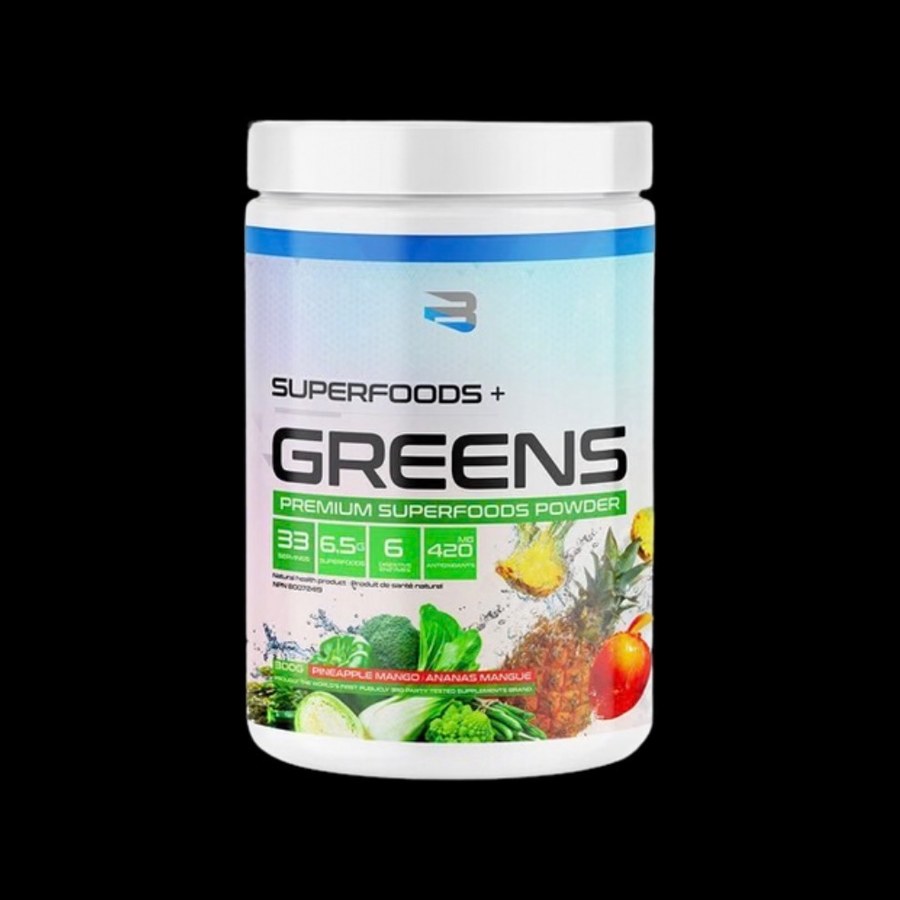 Believe Supplements Superfoods plus Greens powder, pineapple mango flavour